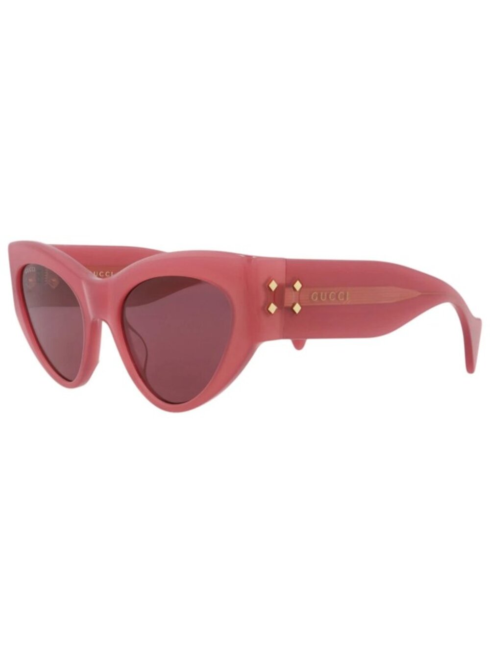 New Gucci Women's Sunglasses Cat Eye Recycled Acetate Frame Pink Pink Violet